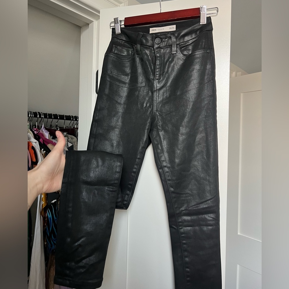 ASOS Tall Black Coated Stretch Skinny Jeans Size 26 length 34